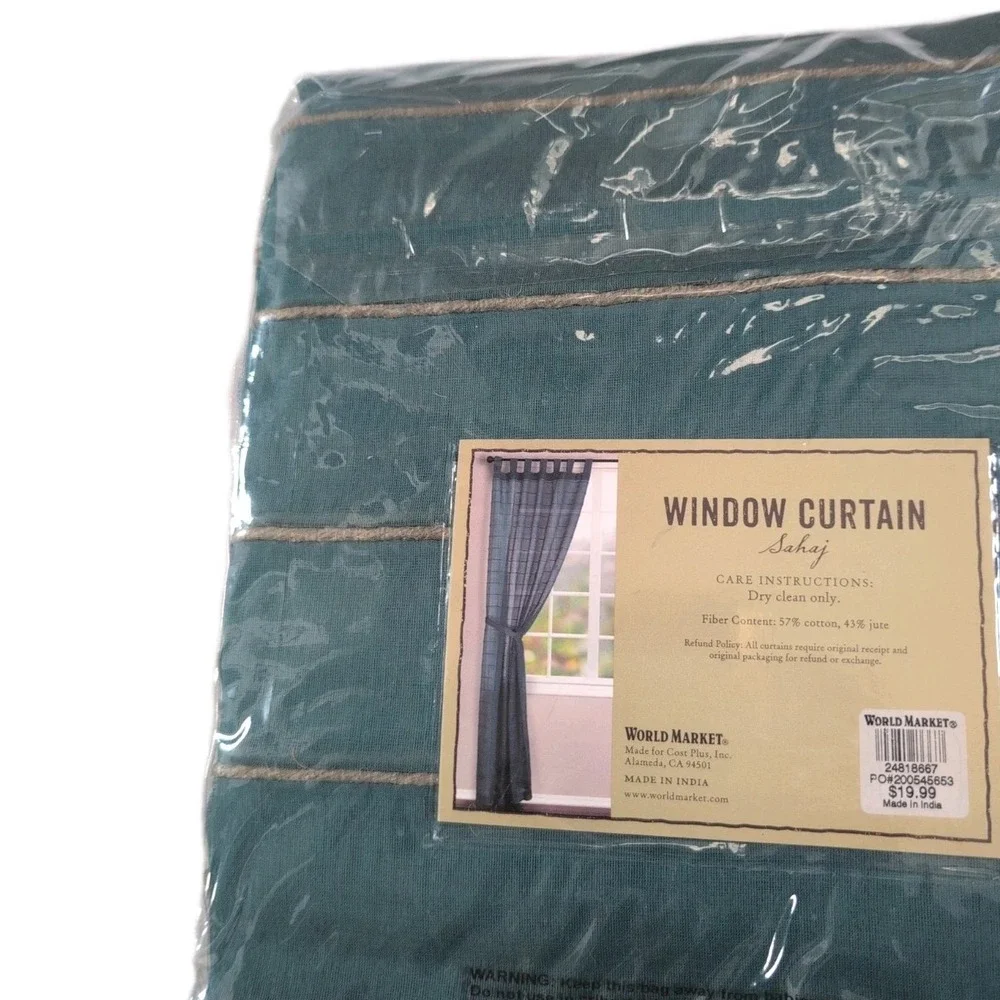 World Market Sahaj Teal Green Window Curtain Panels 45